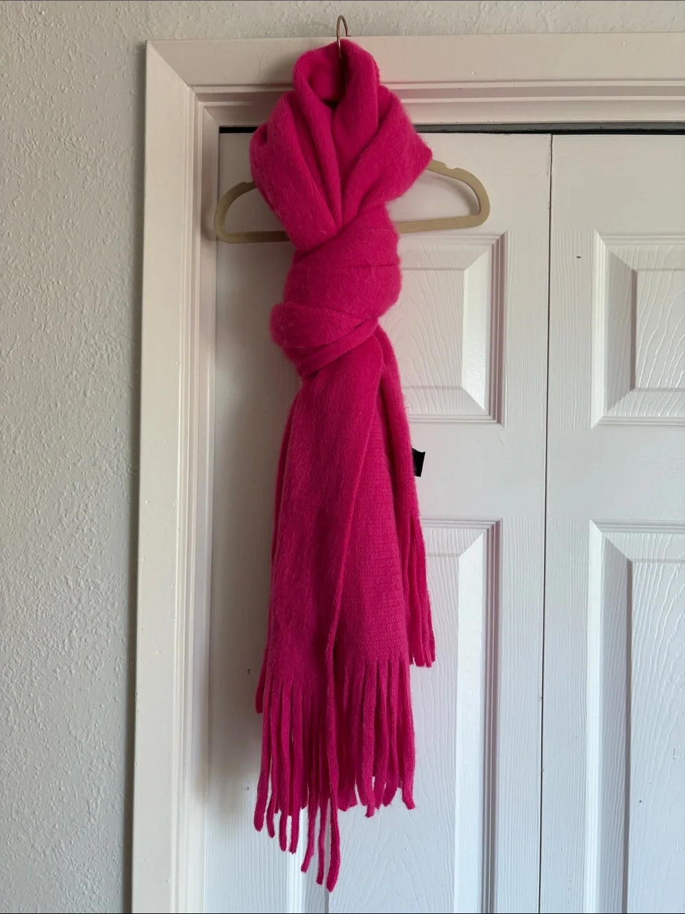 Steve Madden Hot Pink Fringe Scarf